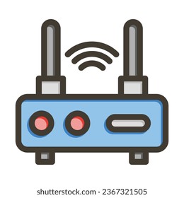 WiFi Router Vector Thick Line Filled Colors Icon For Personal And Commercial Use.

