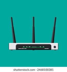 Wifi router. Wireless access point. Wifi repeater. Internet device for internet. Computer network. Vector illustration in flat style