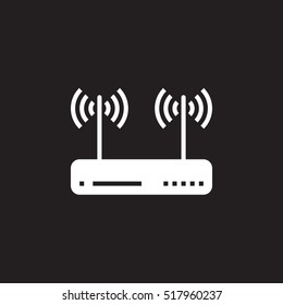 wifi router, wireless dsl modem icon vector, filled flat sign, solid pictogram isolated on black, logo illustration