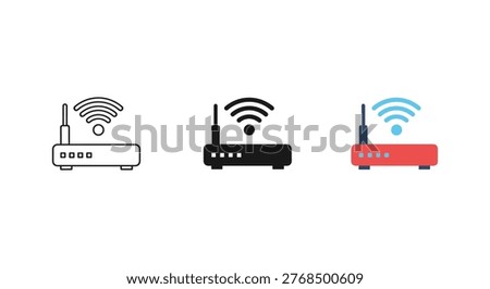wifi routers in different colors on white background