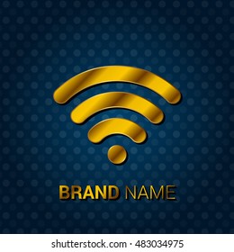WiFi Royal Golden & Blue Metallic Premium Corporate Logo / Icon