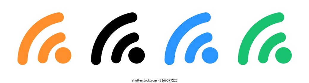 Juego de iconos Wi-Fi o RSS. Olas de radio coloridas. Vectores.