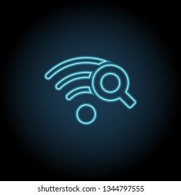 Wi-Fi Search neon glow icon. Simple thin line, outline vector of Technology icons for UI and UX, website or mobile application