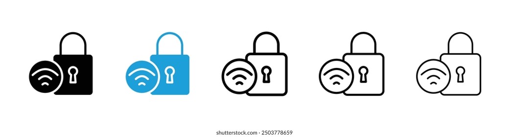 Wifi security icon in black and blue colors