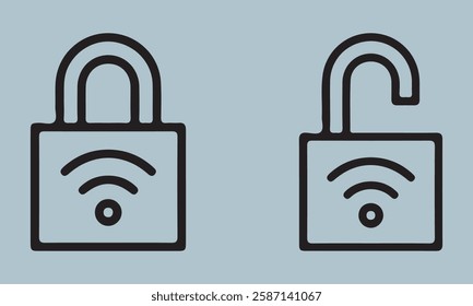 Wifi security icon logo set vector stock illustration wi-fi, cyberspace, global, network, security, service, logotype, web, computer, illustration, black, icon, vector, flat, browser, connection, cont