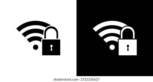 Wifi icono de seguridad silueta Vector plano paquete de diseño de ilustración.