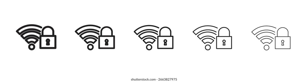Wifi icono de seguridad simple editable stroke serie pack. eps10