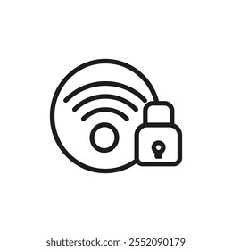 Ícone de segurança Wi-Fi Símbolo simples de linha fina plana