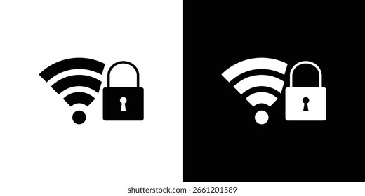 Ilustraciones del Clipart del Vector del icono de la seguridad de Wifi en estilo plano