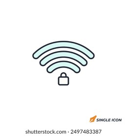 Icono de seguridad WiFi Ilustración vectorial. Símbolo de seguridad WiFi aislado sobre fondo blanco