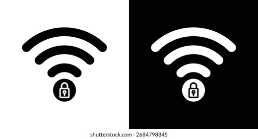 Silueta del Vector del icono de la seguridad de Wifi para la colección gráfica y del Diseño web