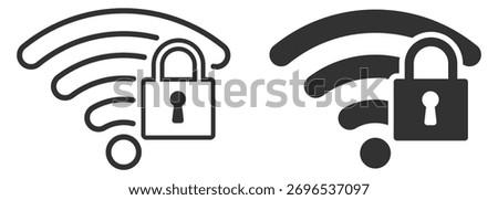 WiFi security icon. Wireless network protection and privacy shield on transparent background