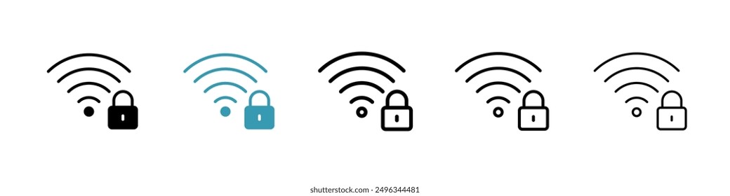 Conjunto de Vectores de icono de línea de seguridad Wifi.