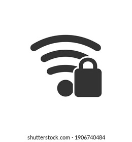 Icono de seguridad inalámbrica bloqueado aislado en fondo blanco.Eps 10.