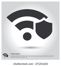 Wifi Security Locked security icon, pictogram icon on gray background. Vector illustration for web site, mobile application. Simple flat metro design style. Outline Icon. Flat design style
