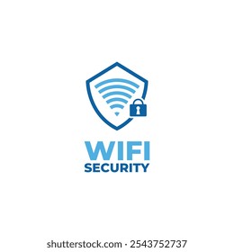 conceito de design de logotipo de segurança wifi com escudo e trava