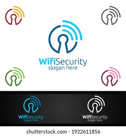 Wifi Security Logo for Network, Internet , monitoring, and alarm