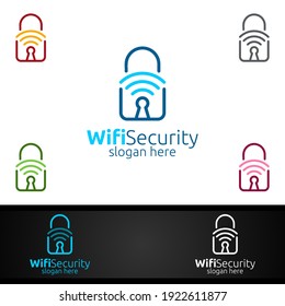 Logo de seguridad inalámbrica para red, Internet, monitoreo y alarma