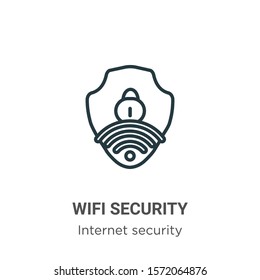 Wifi security outline vector icon. Thin line black wifi security icon, flat vector simple element illustration from editable internet security concept isolated on white background