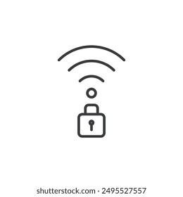 Icono de seguridad Wifi delineado aislado sobre fondo blanco