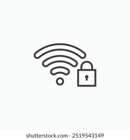 Ícone do thin liner de segurança Wi-Fi isolado