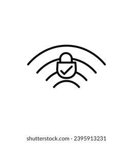 Wifi security vector illustration. Network safety password icon in black and white color.