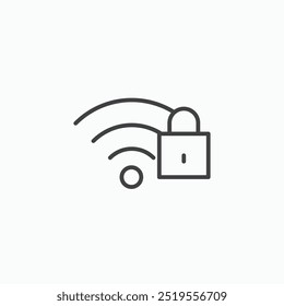 Wifi securityline na cor preta de linha fina. ilustração simples de símbolos vetoriais planos.