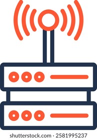 Wifi Server Icon Color Line Vector Illustration