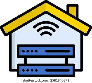 Wifi Server Icon Lineal Color Vector Illustration