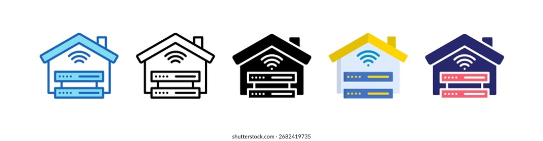 Wifi Server Icon Multiple Style Set Collection.