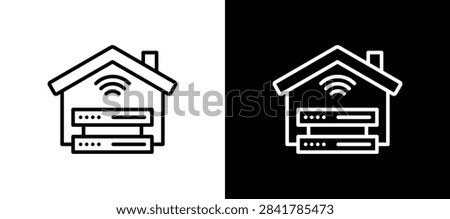Wifi Server Icon On White and Black Backgrounds.