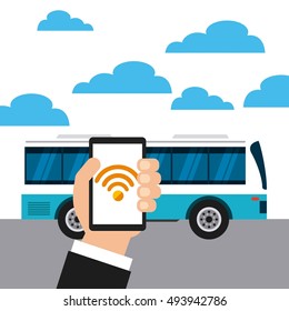 wifi service in transport terminal vector illustration design