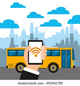 wifi service in transport terminal vector illustration design