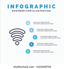 Wifi, Services, Signal Line icon with 5 steps presentation infographics Background