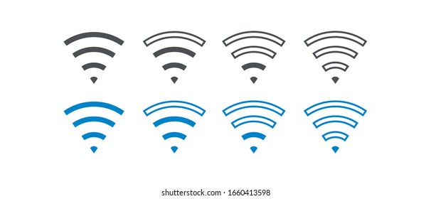 WI-Fi Set icon, Set of different wireless and wifi icons. Vector Illustration.