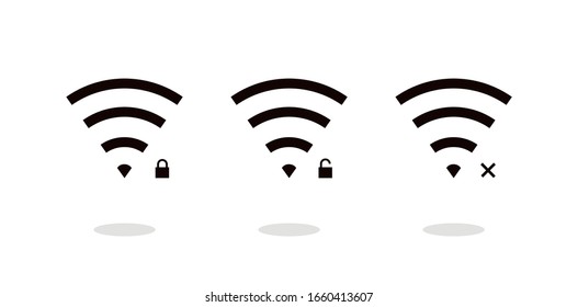 WI-Fi Set icon, Set of different wireless and wifi icons. Vector Illustration.