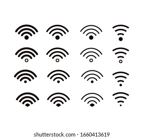 WI-Fi Set icon, Set of different wireless and wifi icons. Vector Illustration.