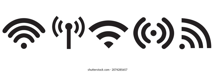 WI-Fi Set icon, Set of different wireless and wifi icons. Vector Illustration.
