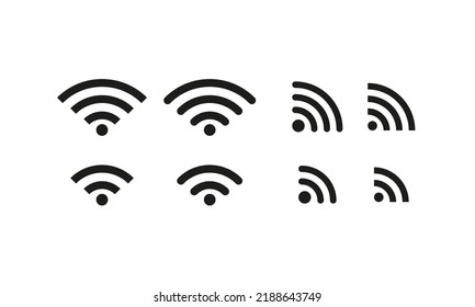 Wifi set icon. Sign, device status bar, wireless internet, online, connection level, communication, access, state, active. Technology concept. Vector line icon for Business and Advertising.