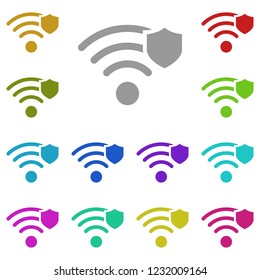 Wi-Fi with shield icon in multi color. Simple glyph vector of Technology set for UI and UX, website or mobile application
