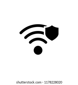 Wi-Fi with shield icon. Simple glyph vector of technology set for UI and UX, website or mobile application on white background