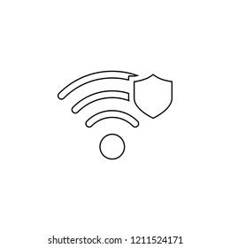 Wi-Fi with shield icon. Simple outline vector of technology set for UI and UX, website or mobile application