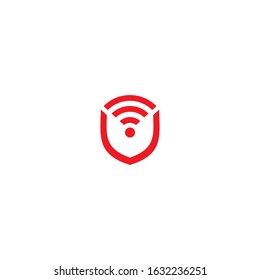 Wifi and shield logo design vector template