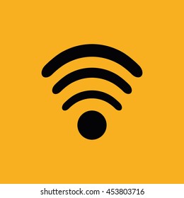 Wi-Fi sign black vector icon. Yellow background