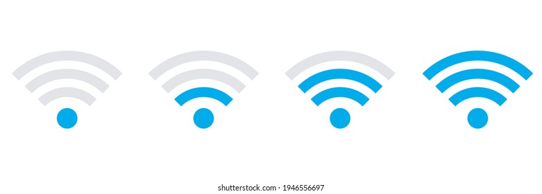 Wi-Fi Sign. Blue Internet Icons Isolated On White Background. Bad, Good Signal.