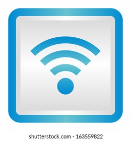 Wifi sign (elegance silver button, blue version) 