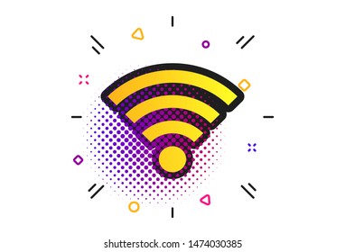 Wifi sign. Halftone dots pattern. Wi-fi symbol. Wireless Network icon. Wifi zone. Classic flat wifi icon. Vector