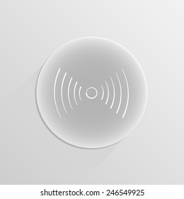 wi-fi sign icon on a white button with shadow 