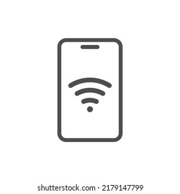 Wifi sign on phone screen, vector flat icon.