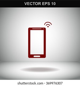 Wi-Fi sign on phone vector icon.